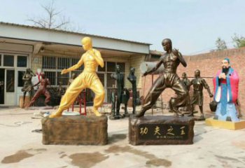 李小龍雕塑廠家，功夫人物擺件，玻璃鋼仿古人物小品