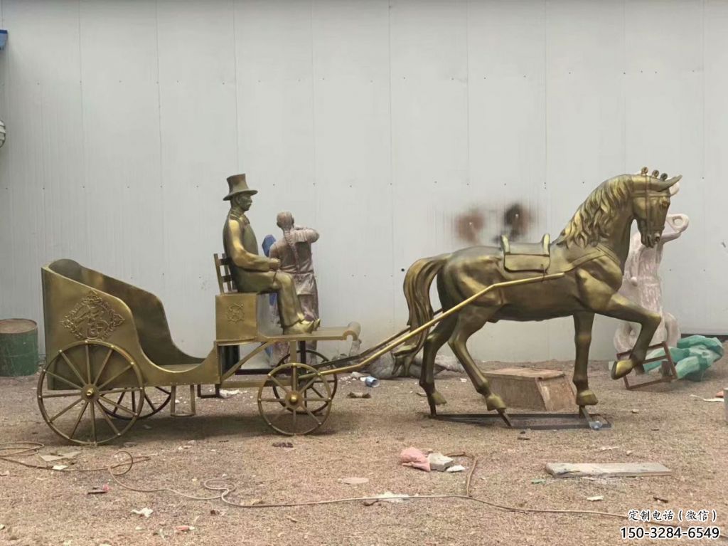 馬夫雕塑廠家，古代人物小品，馬夫趕車(chē)雕塑制作價(jià)格
