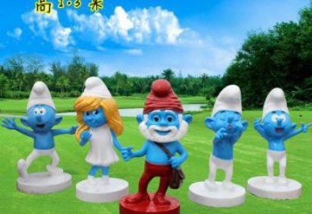 藍精靈雕塑廠家，動漫影視劇小品，彩繪玻璃鋼雕塑制作