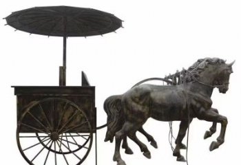 仿銅馬車雕塑廠家，公園園林雕塑，玻璃鋼馬車雕塑制作