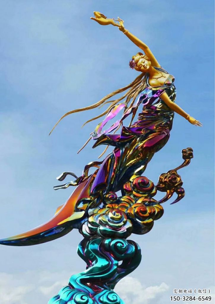 飛月雕塑廠家，彩繪神話人物雕塑，城市廣場(chǎng)人物雕塑擺件