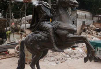 騎馬人雕塑廠家，古代士兵雕塑小品，廣場玻璃鋼人物擺件