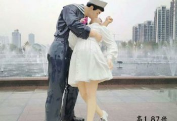 愛情雕塑廠家，愛情人物雕塑小品，情侶親吻雕塑擺件