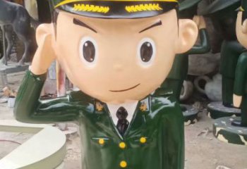 警察雕塑廠(chǎng)家，彩繪卡通人物，玻璃鋼警察雕塑制作