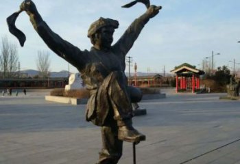 扭秧歌雕塑廠家，廣場(chǎng)民俗人物小品，仿銅扭秧歌雕塑廠