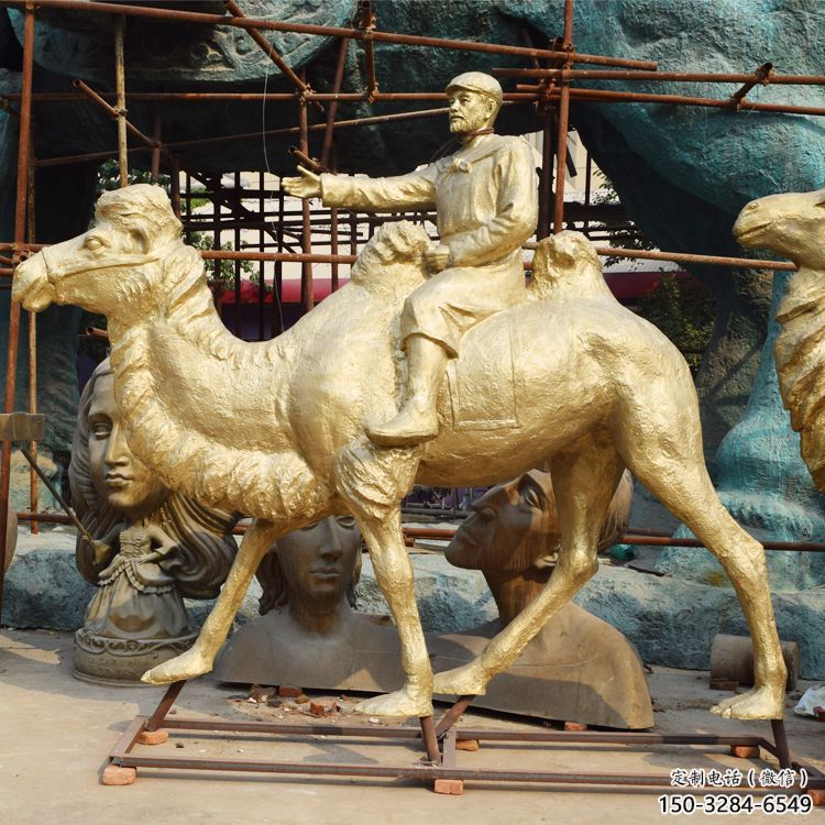 絲綢之路雕塑廠家，古代商隊人物，駱駝運輸?shù)袼苄∑? title=
