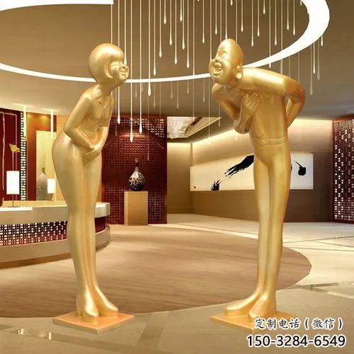 迎賓雕塑廠家，大型飯店酒店人物擺件，禮儀文化雕塑小品