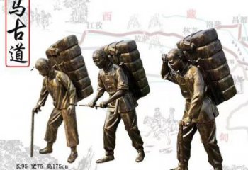 茶馬古道雕塑廠家，運(yùn)茶文化主題，古代歷史人物雕塑小品
