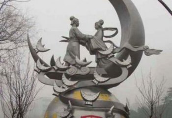鵲橋會雕塑廠家，愛情人物小品雕塑，古代鵲橋會雕塑制作