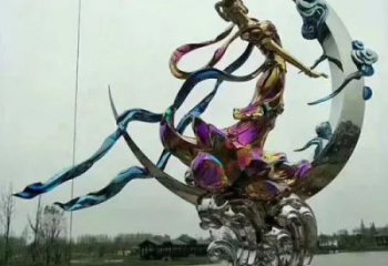 嫦娥奔月雕塑廠家，神話(huà)愛(ài)情人物小品，公園廣場(chǎng)雕塑