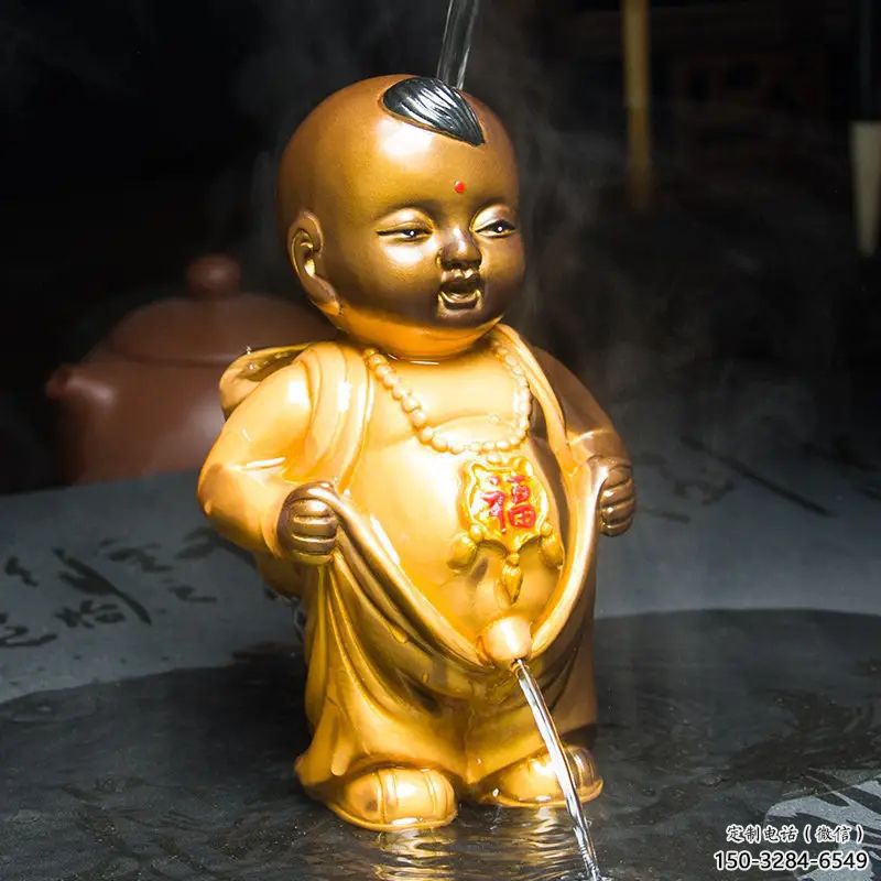 撒尿雕塑廠家，童趣人物雕塑小品，仿銅小孩撒尿雕塑