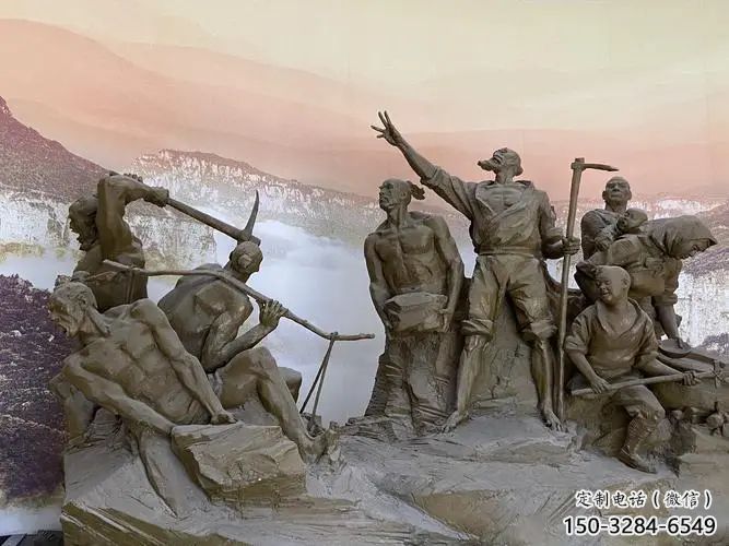 愚公移山雕塑廠家，歷史典故小品，公園古代人物雕塑