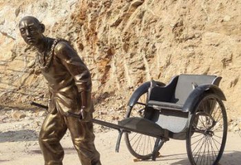 車夫雕塑廠家，街頭人物擺件，玻璃鋼車夫雕塑制作