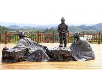 對(duì)弈雕塑廠家，公園古代人物小品，玻璃鋼對(duì)弈人物雕塑