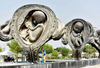 嬰兒雕塑廠家，醫(yī)院孕育主題雕塑，玻璃鋼嬰兒雕塑制作