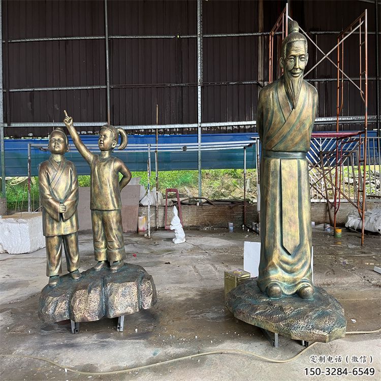 書生雕塑廠家，古代私塾人物小品，玻璃鋼書生雕塑制作