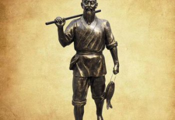 捕魚雕塑廠家，民俗人物雕塑，公園漁夫捕魚雕塑