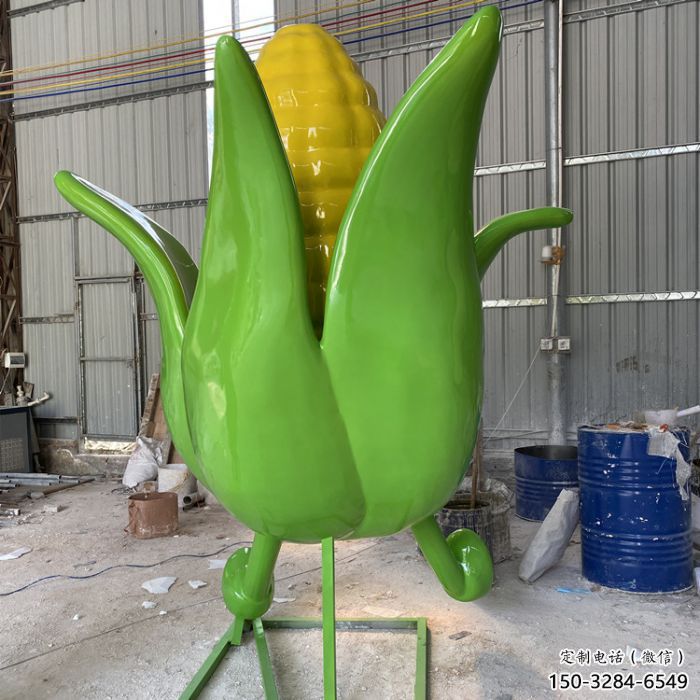 玉米雕塑廠家，農(nóng)作物植物擺件，玻璃鋼卡通玉米雕塑