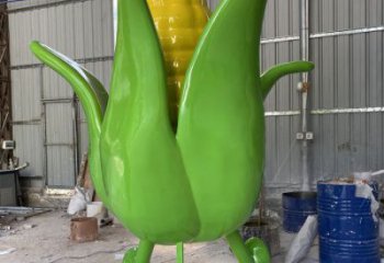 玉米雕塑廠家，農(nóng)作物植物擺件，玻璃鋼卡通玉米雕塑