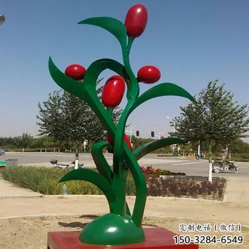 棗雕塑，農(nóng)作物公園小品，玻璃鋼仿真棗雕塑廠家