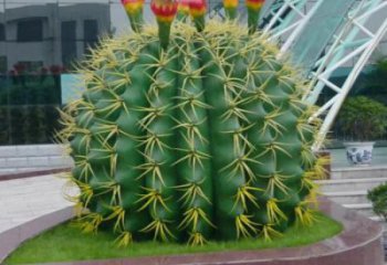 仙人球雕塑廠家，仿真花卉植物擺件，公園廣場小品
