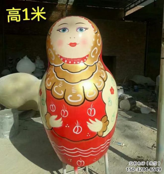 套娃雕塑廠家，卡通動漫擺件，玻璃鋼彩繪套娃雕塑廠