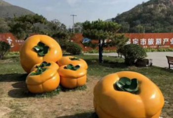柿子雕塑廠家，園林廣場(chǎng)仿真水果，玻璃鋼彩繪柿子雕塑廠