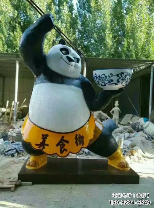 熊貓雕塑廠家，卡通動(dòng)物擺件，玻璃鋼彩繪熊貓雕塑廠