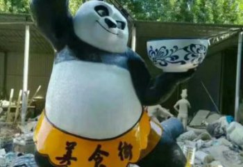 熊貓雕塑廠家，卡通動物擺件，玻璃鋼彩繪熊貓雕塑廠
