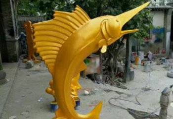 劍魚雕塑廠家，仿真玻璃鋼劍魚雕塑，創(chuàng)意動物擺件