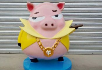 豬卡通雕塑廠家，影視劇卡通擺件，彩繪卡通豬雕塑小品