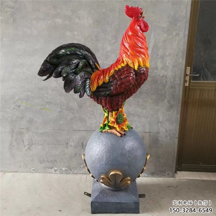 公雞雕塑廠家，家禽動物擺件，仿真彩繪公雞雕塑