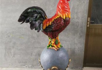 公雞雕塑廠家，家禽動物擺件，仿真彩繪公雞雕塑