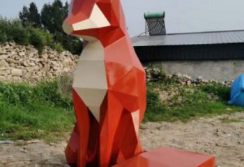 狐貍雕塑廠家，幾何動(dòng)物雕塑，公園狐貍雕塑制作