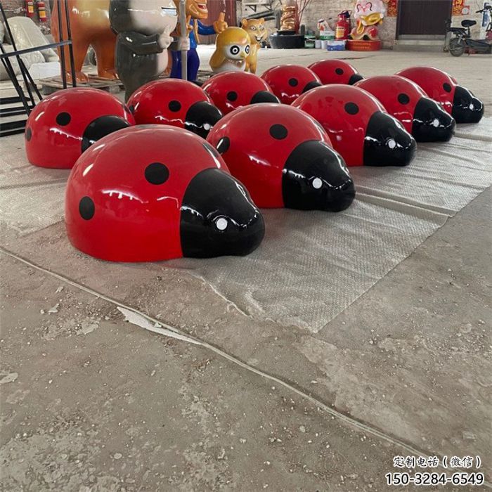 瓢蟲雕塑廠家，彩繪昆蟲小品，仿真玻璃鋼瓢蟲雕塑廠
