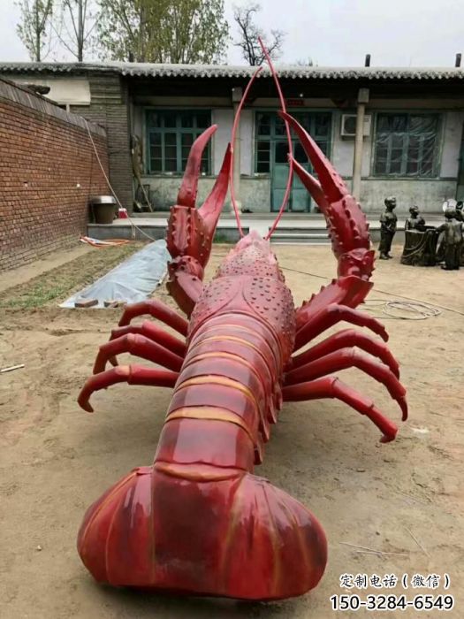 龍蝦雕塑廠家，彩繪海洋生物雕塑，仿真玻璃鋼龍蝦雕塑廠