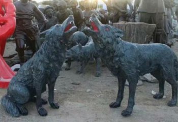 狼雕塑廠家，仿真玻璃鋼狼雕塑，仿古動(dòng)物工藝