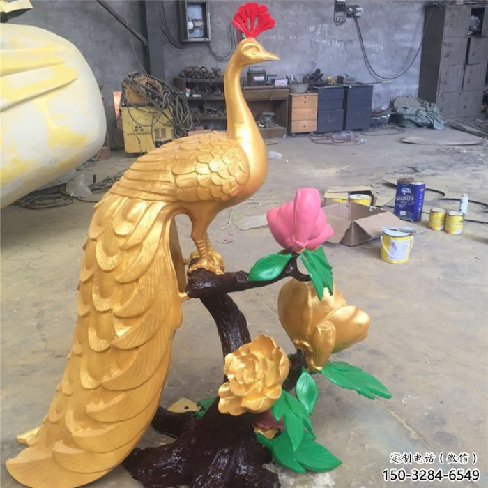 鳳凰雕塑廠家，玻璃鋼鳳凰雕塑廠，商場動物小品