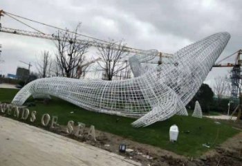鯨魚雕塑廠家，鏤空動物擺件，公園仿真鯨魚雕塑制作