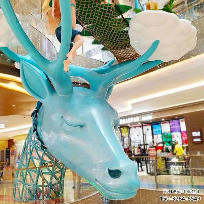 鹿頭雕塑廠(chǎng)家，商場(chǎng)動(dòng)物美陳，玻璃鋼鹿頭雕塑生產(chǎn)商