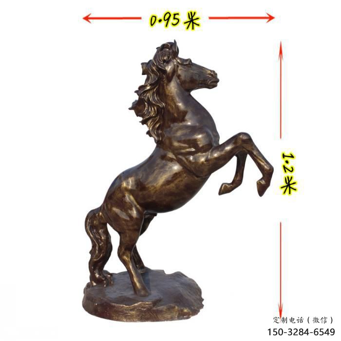 奔馬雕塑廠家，古銅色動(dòng)物擺件，仿真玻璃鋼奔馬雕塑廠