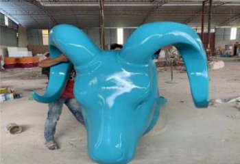 牛頭雕塑廠家，抽象動物擺件，玻璃鋼牛頭雕塑制作商