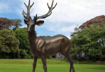 鹿雕塑廠家，公園動(dòng)物小品，古銅色玻璃鋼鹿雕塑廠
