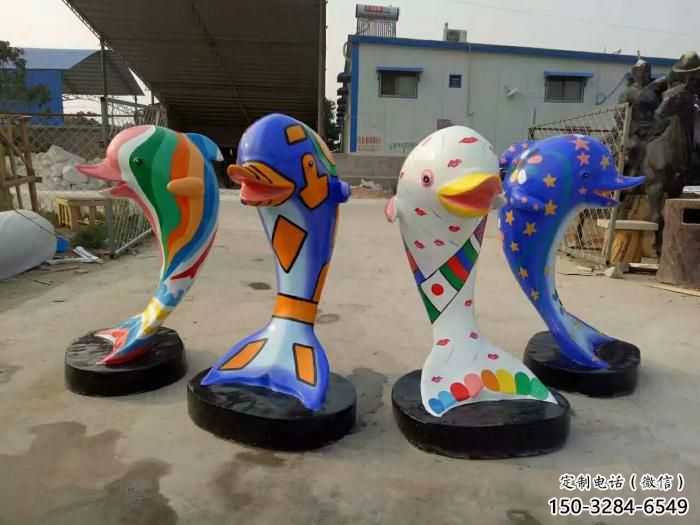 廣場(chǎng)海豚雕塑廠家 公園仿真雕塑 抽象海洋擺件