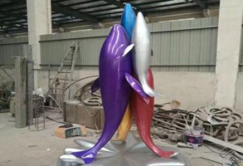 公園海豚雕塑廠家 酒店門口雕塑 彩繪擺件