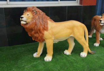 彩繪獅子雕塑 仿真動物雕塑 步行街?jǐn)[件