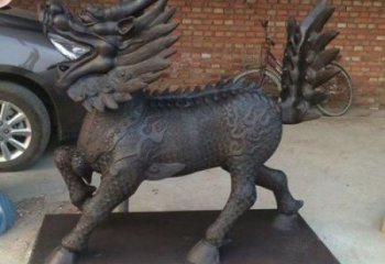 古銅色獨角獸雕塑 大型城市雕塑 商業(yè)街擺件