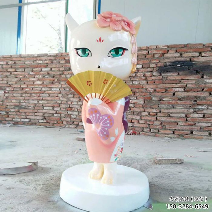 抽象狐貍雕塑 店門口彩繪雕塑 步行街?jǐn)[件