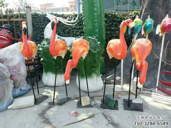 公園火烈鳥(niǎo)雕塑 酒店門(mén)口雕塑 彩繪擺件 公園火烈鳥(niǎo)雕塑 酒店門(mén)口雕塑 彩繪擺件