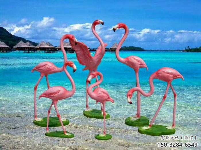 園林火烈鳥(niǎo)雕塑 田間彩繪雕塑 仿真擺件